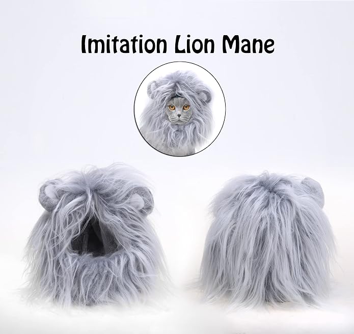 Onmygogo Lion Mane Wig for Cats and Dogs, Funny Pet Cat Costumes for Halloween - Image 4