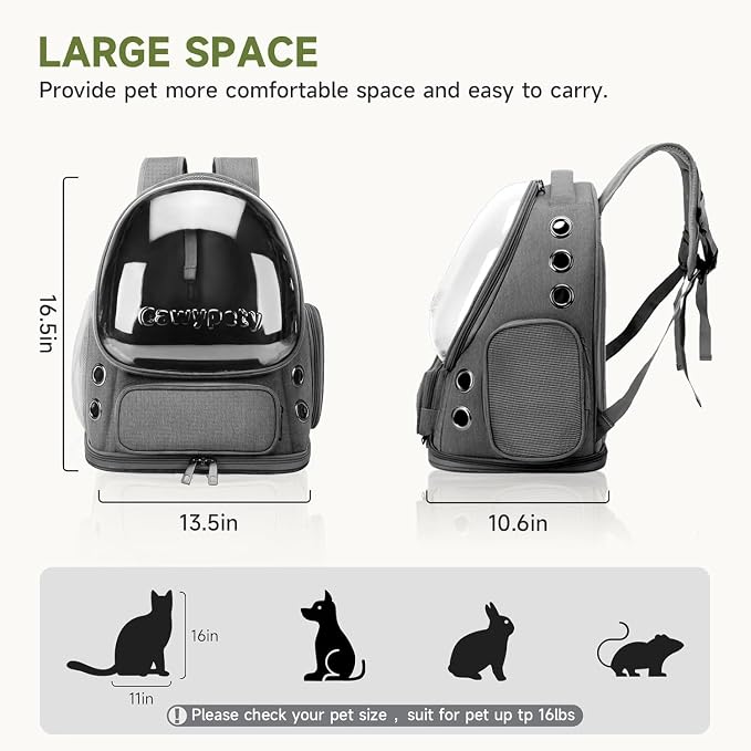 Cat Backpack Carrier, Breathable Cat Carrier Large Space Bubble Pet Backpack - Image 7