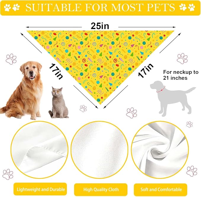 Birthday Dog Bandanas, Double Side Reversible Large Pet Bandanas, Celebration - Image 3