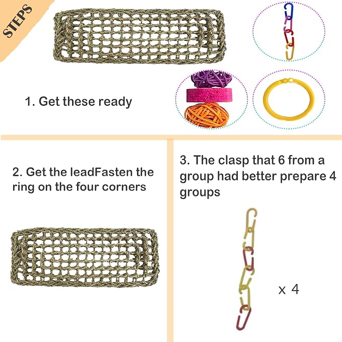 kathson Bird Seagrass Mat, Birds Swing Toy, Natural Grass Handmade Woven - Image 4