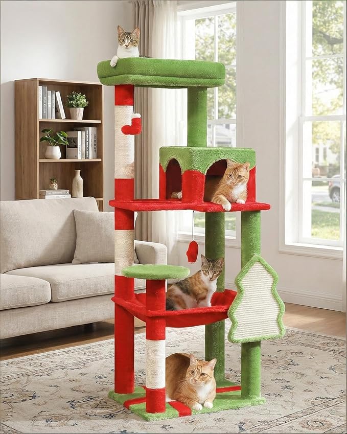 Cat Christmas Tree for Indoor Cats – 56.3“ Cat Proof Christmas Tree Tower by MUTTROS