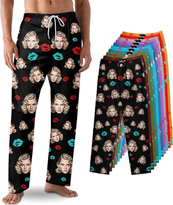 Custom Pajama Pants with Face customized PJ Pants Christmas Valentine gifts by Unknown