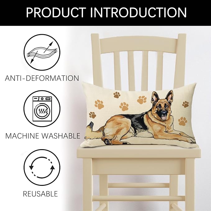 German Shepherd Dog Lumbar Decorative Throw Pillow Cover 12 x 20, Rectangular - Image 2