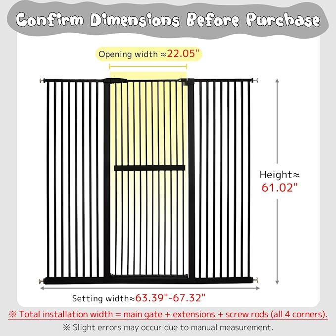 Lumizone Extra Tall Cat Gate 61.02" High Pressure Mounted Extra Wide - Image 2