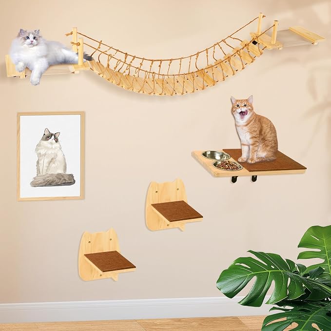 Calmbee Cat Wall Shelves, Cat Wall Furniture 70" Cat Bridge Wall Mount Cat by Calmbee