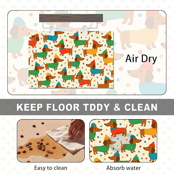 Cute Dachshund Dogs Pet Food Mat Spill-Proof Pet Feeding Mat - Image 6