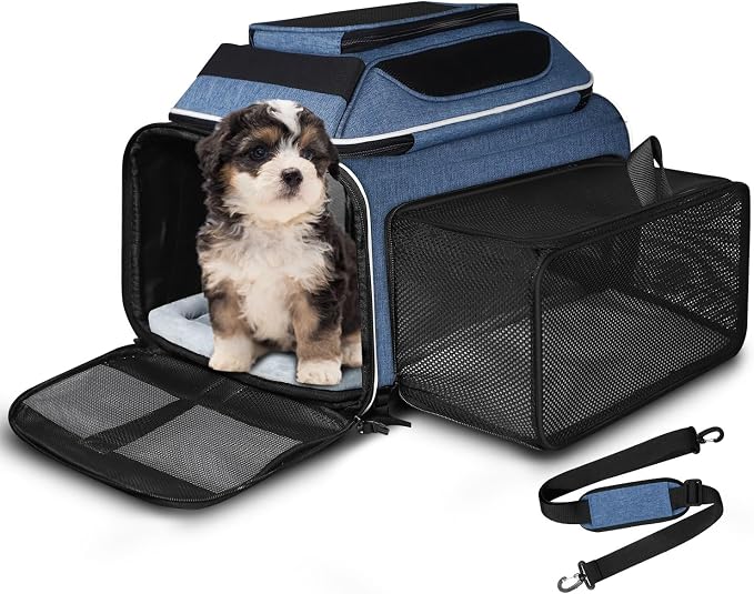 Petskd Top and Side Expandable Pet Carrier 18x11x11 Inches Delta United Airline by Petskd