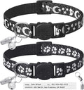 LLHK 2 Pack Breakaway Cat Collars & 2 Pcs Name Tags, Reflective Safety Kitten by LLHK
