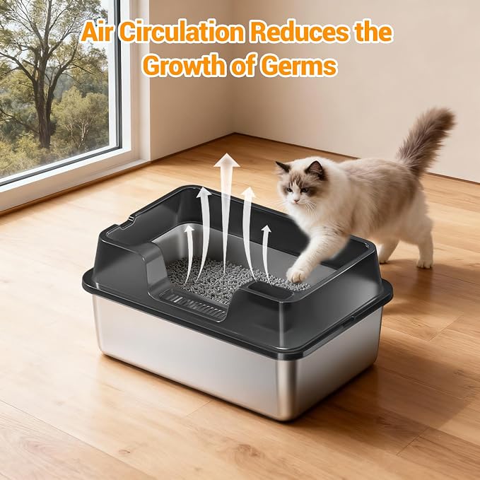 Stainless Steel Litter Box, XL Enclosed Cat Litter Boxes - Image 6