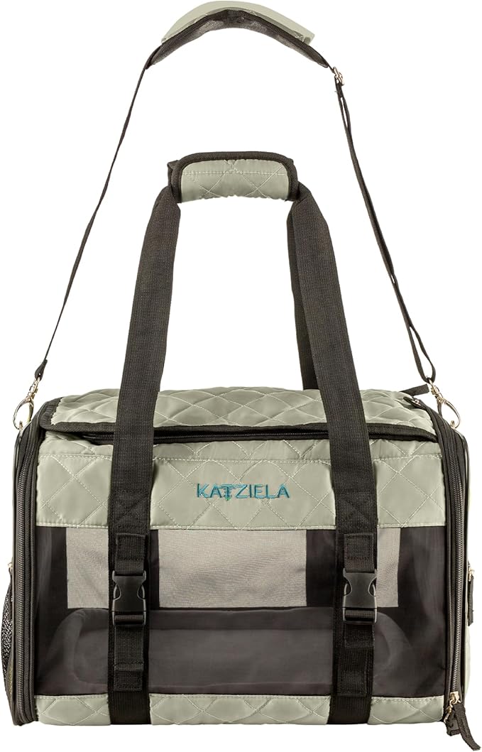 Deluxe Quilted Airline Approved Pet Dog & Cat Carrier by Katziela