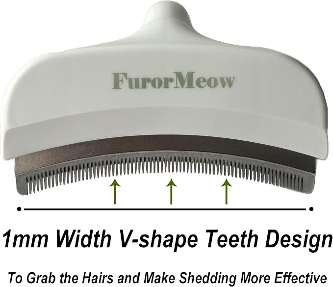Pet Deshedding Tool with Curve Blade, Cat Grooming Brush, Tight V-shaped Teeth - Image 3