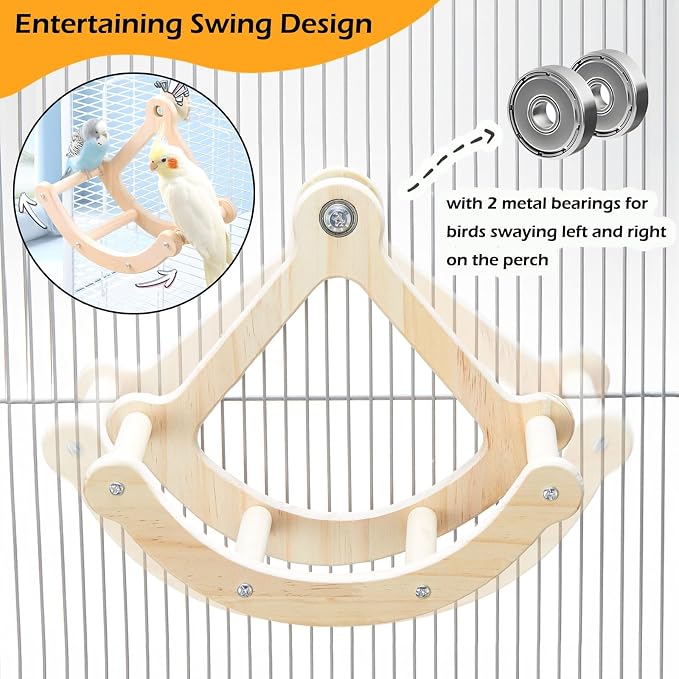 Bird Perch Toy, Interactive Rocking Parakeet Toys and Perches, Wooden Exercise - Image 2