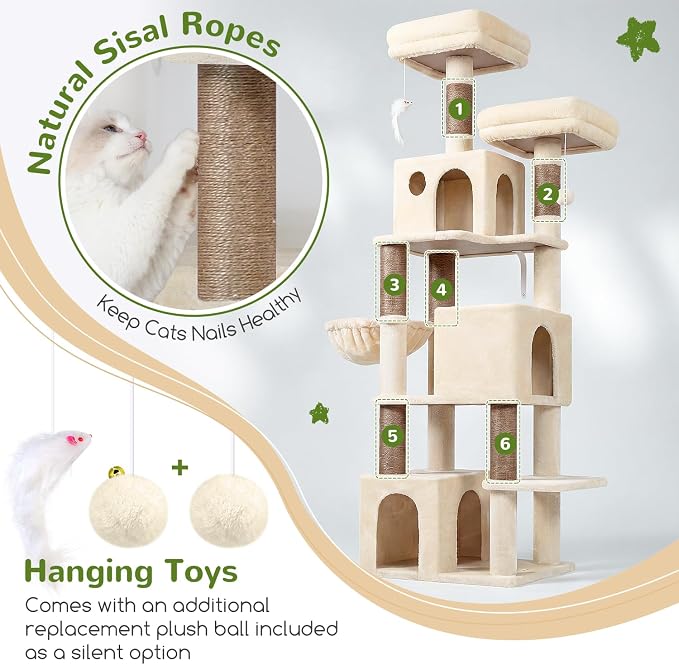 Globlazer Cat Tree Tall, 71 inches Cat Tower - Image 5