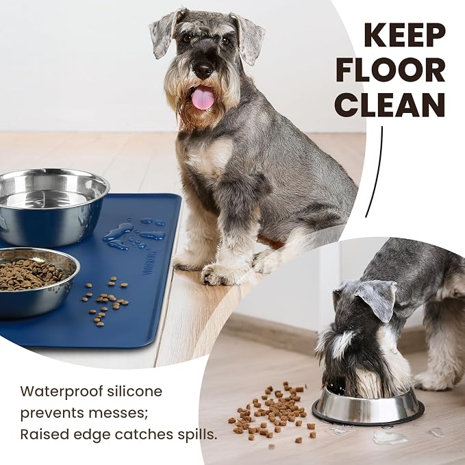 VIVAGLORY Dog Food Mat Flexmat Dog Bowl Mat, Placemat Food Tray - Image 2