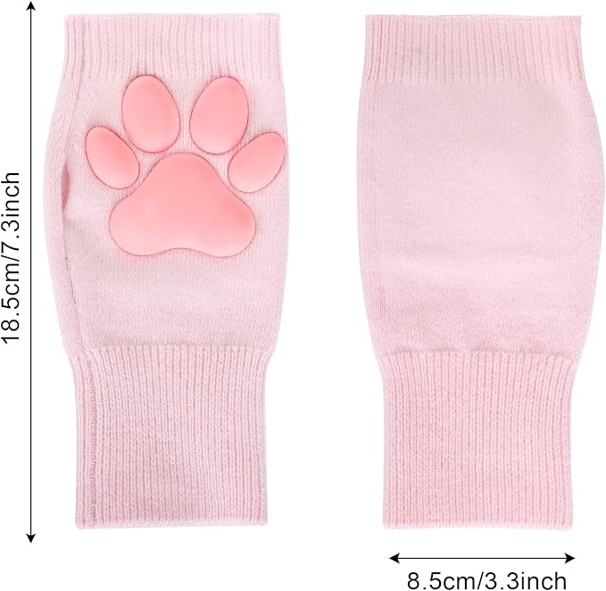 Nydotd Cat Paw Pad Mittens Gloves Kawaii Pink 3D Claw Fingerless Cute Cat - Image 2