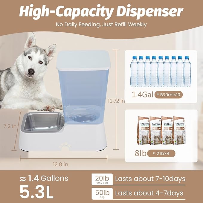 Automatic 5.4L/1.4Gal Pet Waterer, Automatic Dog Water Dispenser Gravity - Image 5