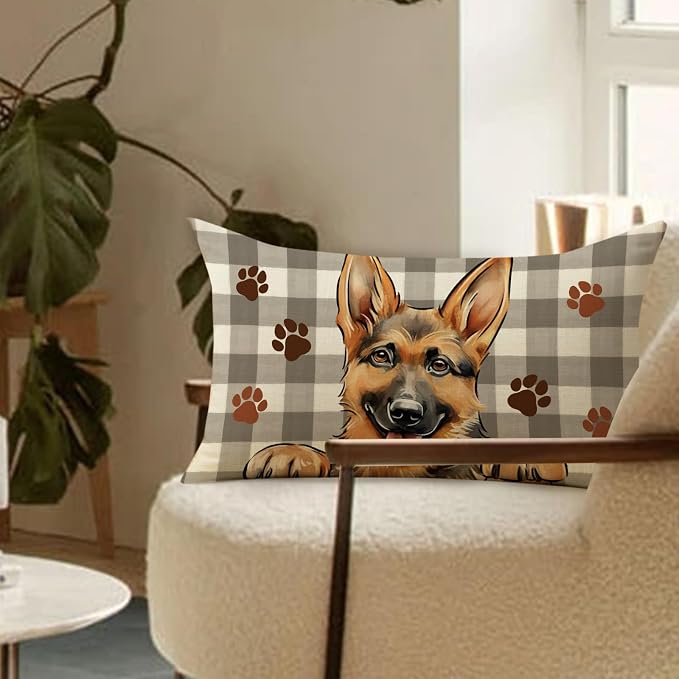 German Shepherd Dog Lumbar Decorative Throw Pillow Cover 12x20, Rectangular Paw - Image 5