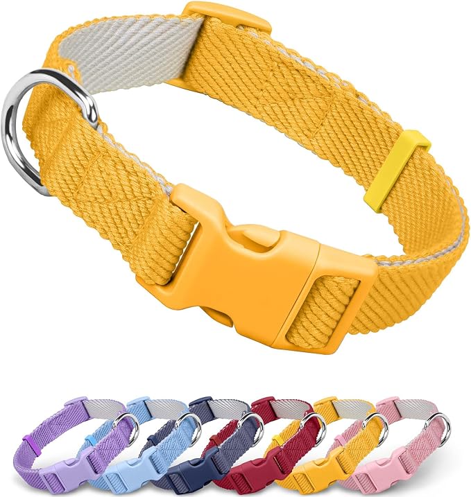 Dynmeow Soft and Breathable Cotton Dog Collar, Durable Adjustable Heavy-Duty by Dynmeow