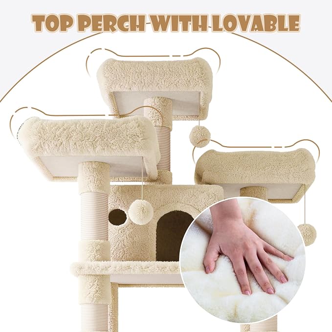 SHA CERLIN 81 Inches Extra Large Cat Tree - Image 4