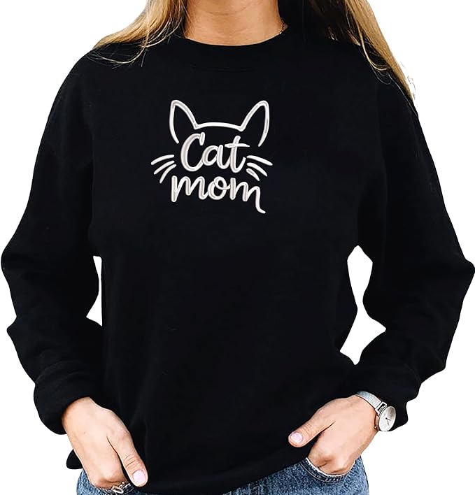 VIOLAVA Custom Cat Embroidered Christmas Sweatshirt – Personalized Pet Name by VIOLAVA