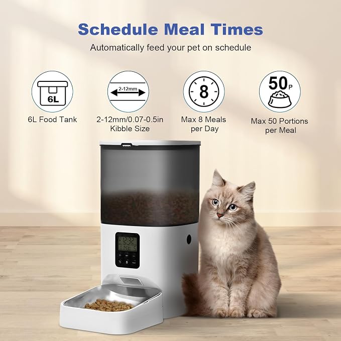 Automatic Cat Feeder, 6L Cat Food Dispenser - Image 2