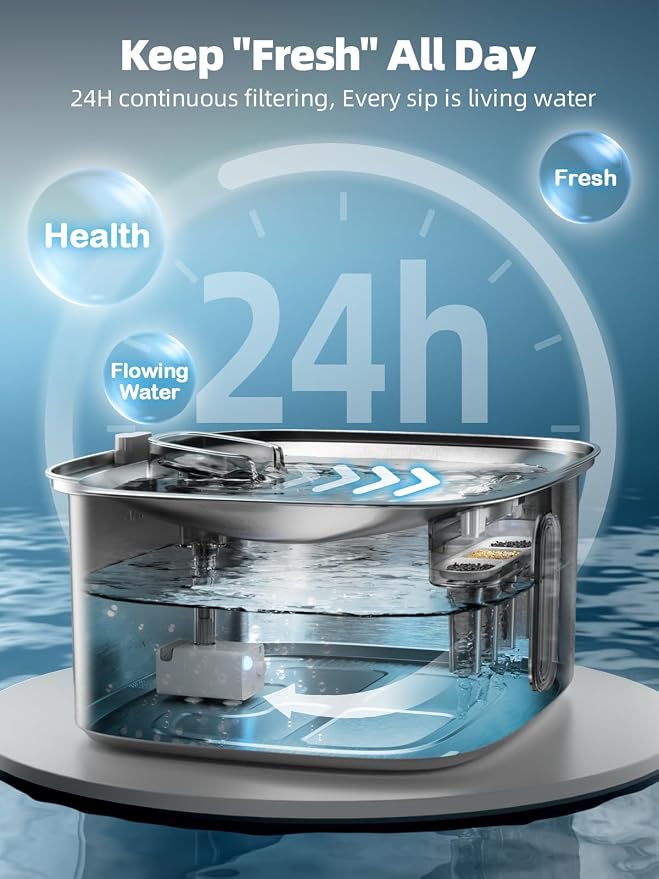 Dog Water Fountain for Large Dogs, 9L/2.4Gal Stainless Steel Dog Fountain - Image 6