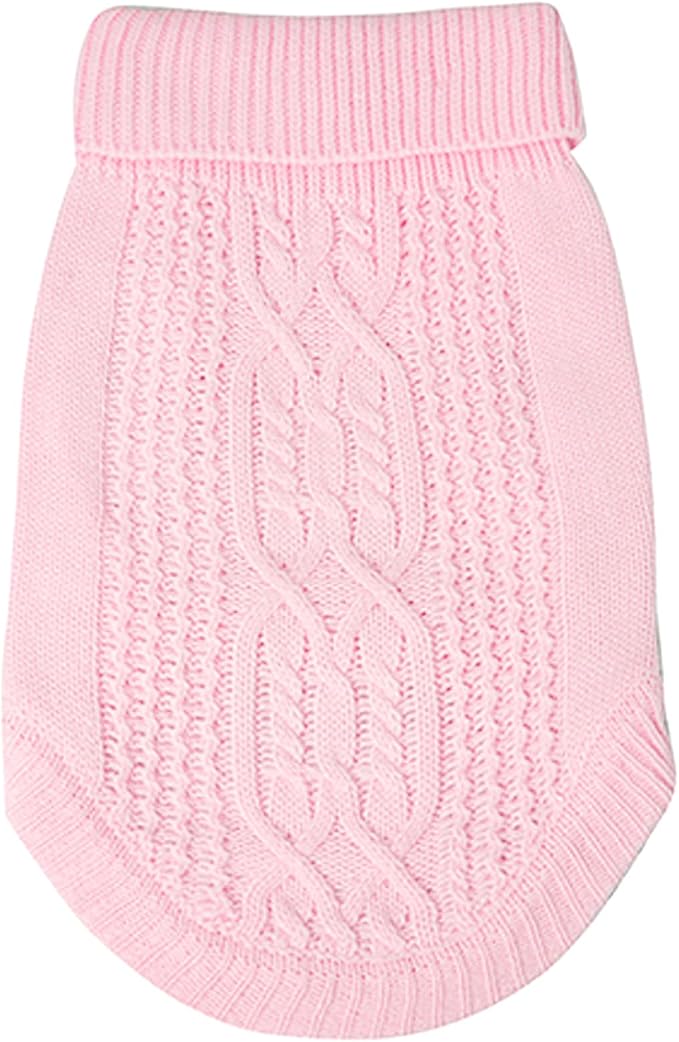 Cat Sweater, Acrylic Turtleneck Sleeveless, Light Pink - Image 4