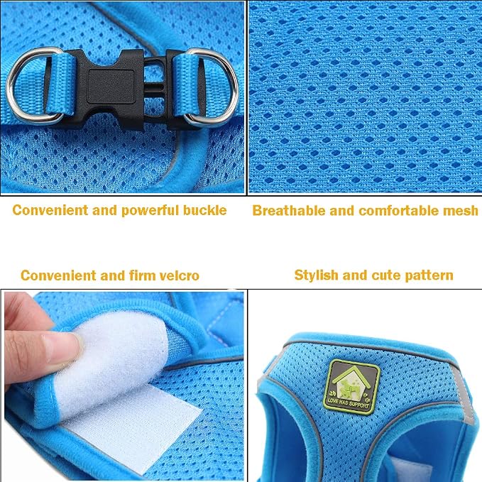 FEimaX Dog & Cat Harness Set, No Pull Soft Mesh Reflective Adjustable Pet - Image 5