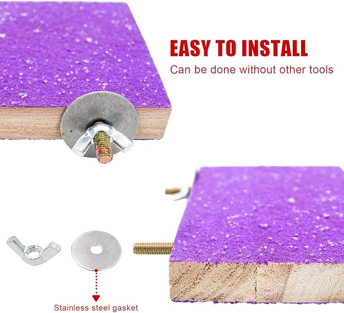 7 Pcs Bird Perch Stand Toy, Wood Parrot Stand Platform Colorful Sand Paw - Image 4