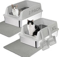 TENTIZON 2 Pack Large Stainless Steel Cat Litter Boxes, Open Top Metal Kitty by TENTIZON