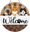Deroro Welcome Cats Front Door Sign, Paw Prints Wood Door Hanger Outdoor by DERORO