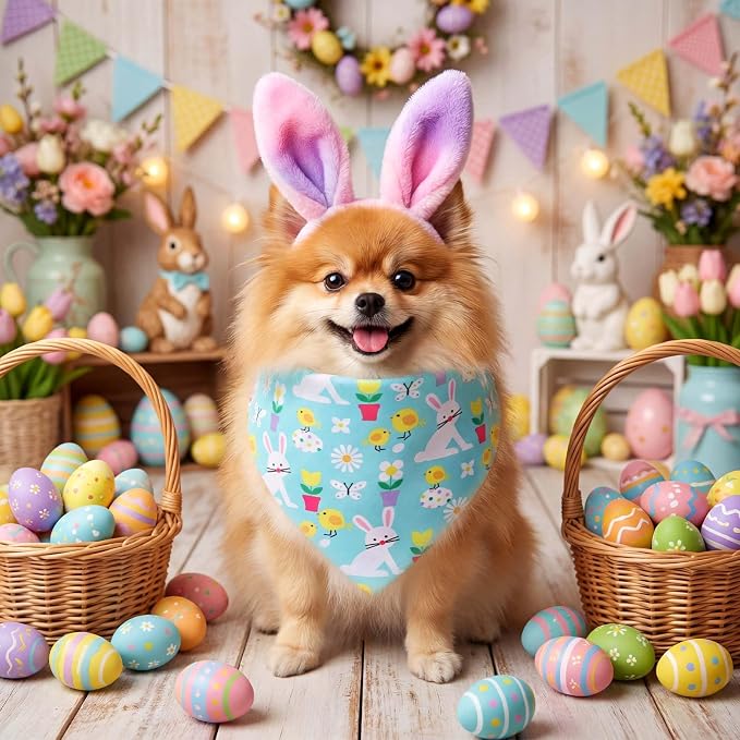 Youyole 120 Pcs Easter Dog Bandana Bulks Bunny Dog Bandanas Rabbit Egg Pet - Image 6