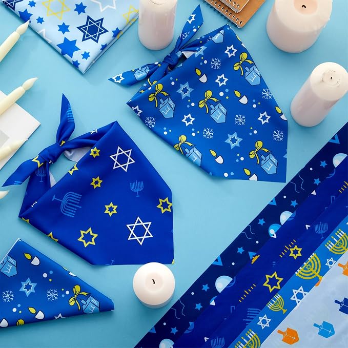 Abbylike 50 Pcs Hanukkah Dog Bandanas Bulk Blue Bandanas - Image 5