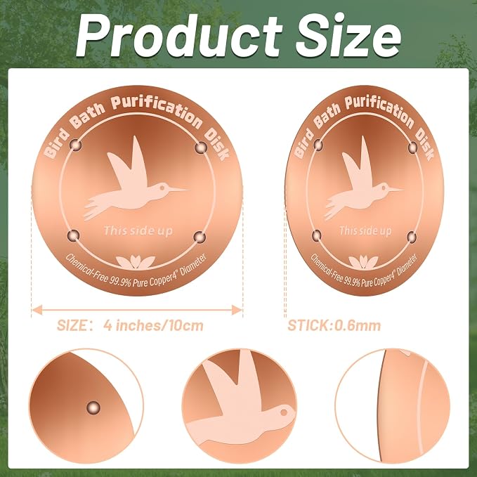 4 Inches Pure Copper Bird Bath Purification Disk, 0.6mm thick, Reinforced - Image 2