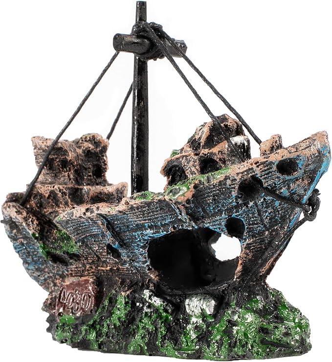 Raeasily Fish Tank Decoration Aquarium Accessories, Shipwreck Decor, Resin by Raeasily