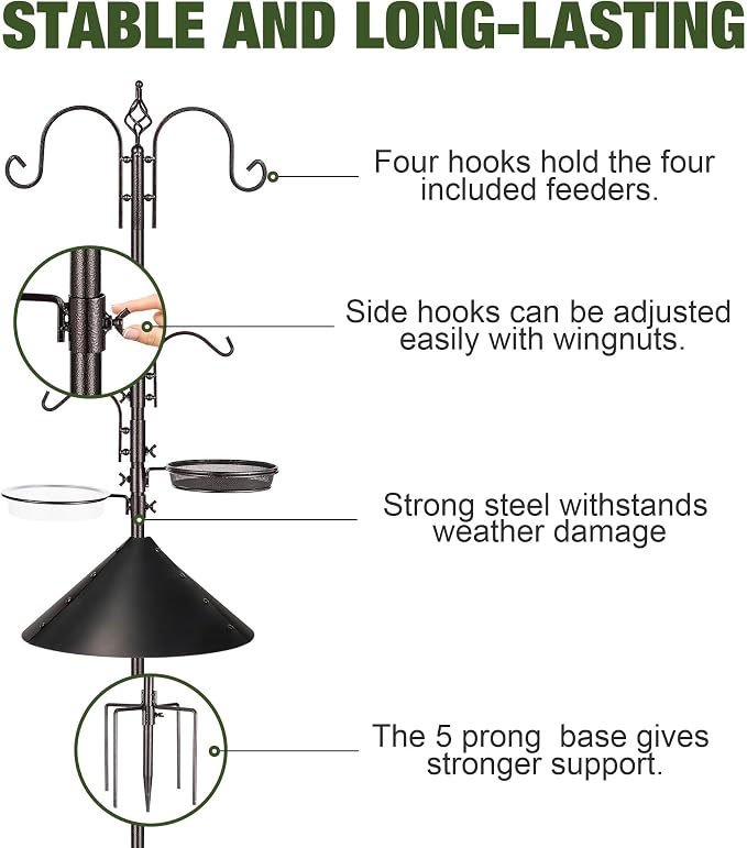ERYTLLY Bird Feeders Bird Feeding Station Kit Bird Feeding Pole Wild Bird - Image 4