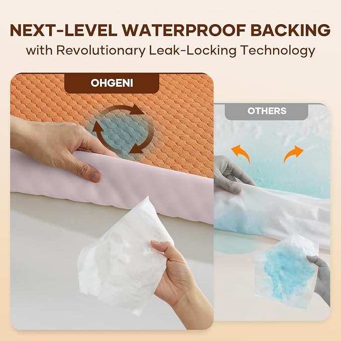 OhGeni 100% Waterproof Mattress Protector, Queen Size Mattress Soft Pad - Image 3