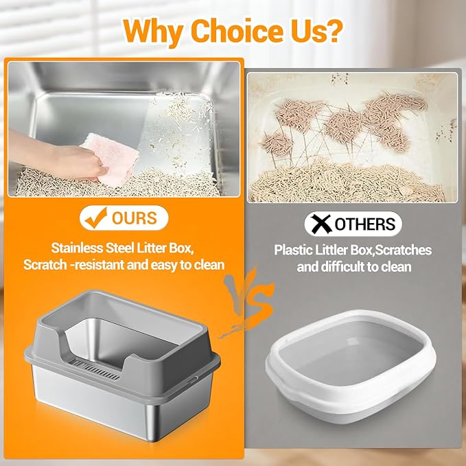 Stainless Steel Litter Box, XL Enclosed Cat Litter Boxes - Image 4