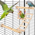 Bird Perches Ladder with Swing, Natural Wood Parrot Climbing Bridge Perch Toys by DBNESS
