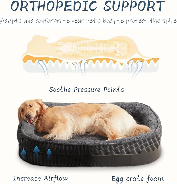 Orthopedic Dog Bed for Small Dogs Breeds, High Density Egg Crate Foam Dog Sofa - Image 2