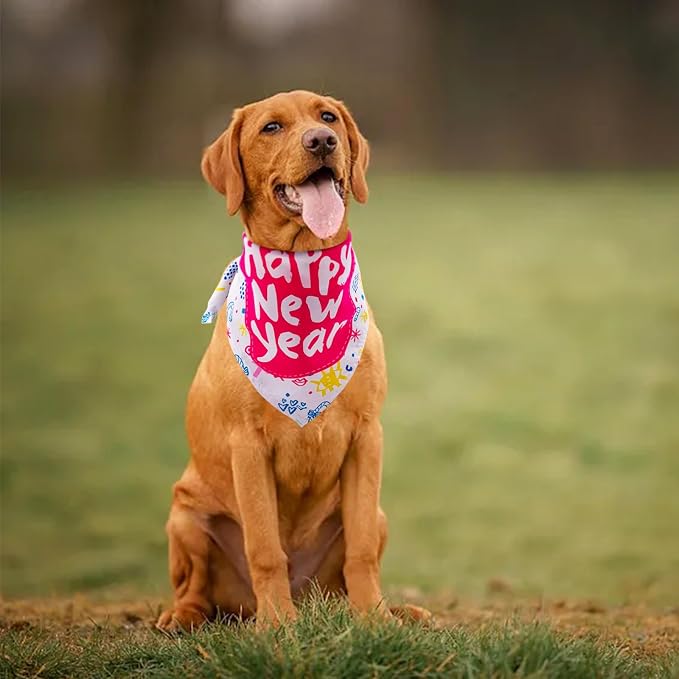 30 Pack Christmas Happy New Year Dog Bandanas Bulk 33 Inch Large Dog Bandanas - Image 7