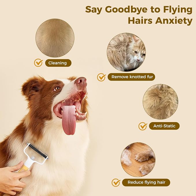Undercoat Rake for Dogs & Cats, Double-Sided Deshedding Dematting Tool - Image 4