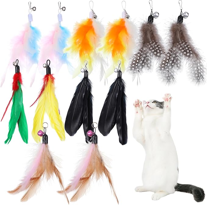 12Pcs Cat Feather Toys Refills, Feather Cat Wand Toys Attachment - Image 4