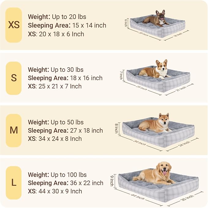 MIHIKK Rectangle Dog Beds for Small Medium Dogs & Cats, Orthopedic Sleeping Pet - Image 4