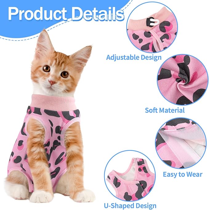 Coppthinktu Cat Recovery Suit Female, Breathable Cat Onesie After Surgery Female - Image 2