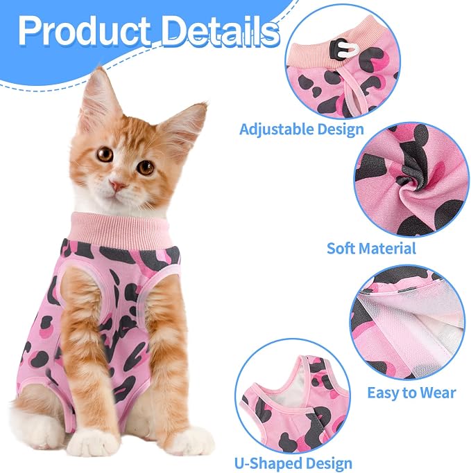 Coppthinktu Cat Recovery Suit Female, Breathable Cat Onesie After Surgery Female - Image 2