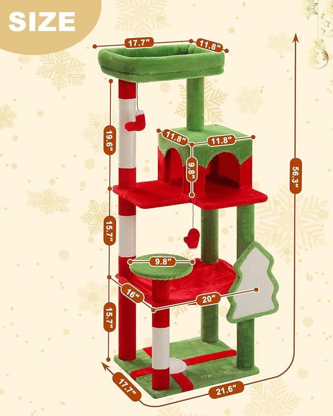 Cat Christmas Tree for Indoor Cats – 56.3“ Cat Proof Christmas Tree Tower - Image 8