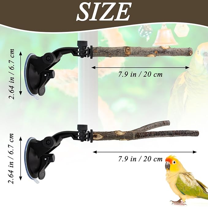 2 Pcs Parrot Perch Stand, Strong Suction Cup Bird Perch, Movable Perch Stand - Image 2