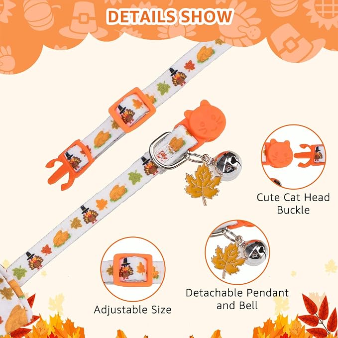 SCENEREAL Fall Thanksgiving Cat Bandana Collar - Image 4