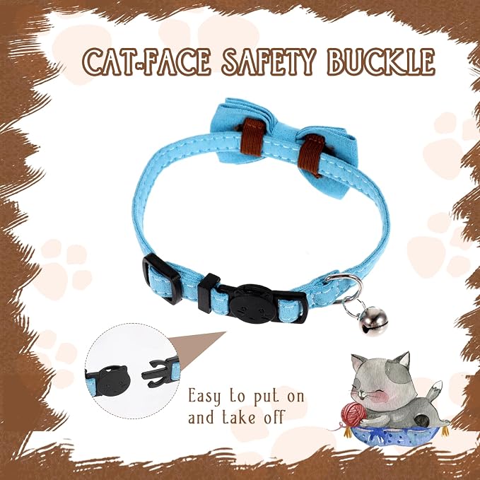 2 Pcs Boy Cat Collar with Bell Breakaway Cat Collars Cute Kitten Bow Tie Collar - Image 5